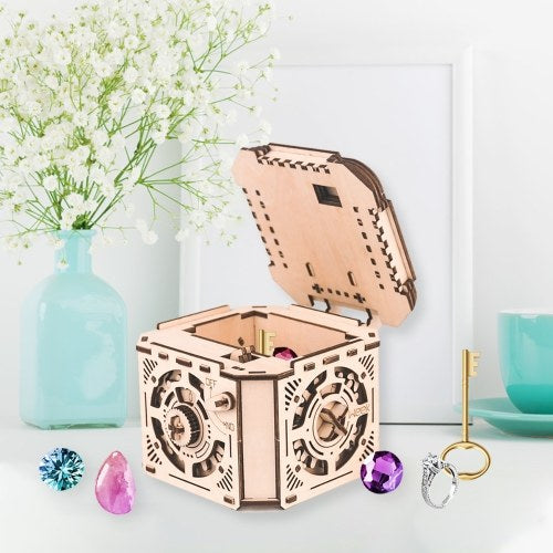 Self-assembly Wooden Puzzle Password Treasure Box