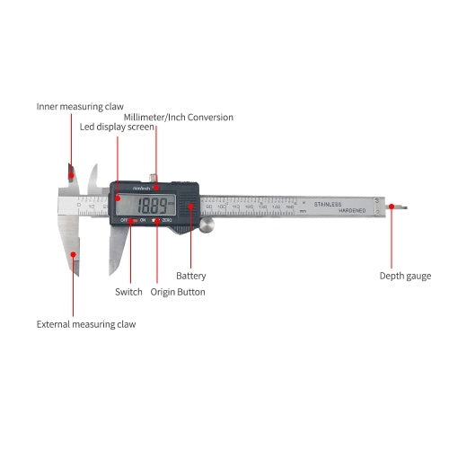 Digital Vernier Caliper 6 Inch Stainless Steel Electronic Caliper