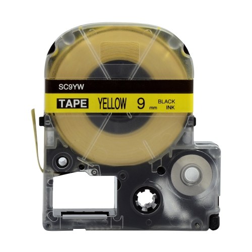 PUTY 5 Rolls Self-Adhesive Label Tape Replacement Label Maker Tape Black on Yellow 0.35 Inch(9mm)x26.2 Feet(8m) Waterproof and Oil-Proof Compatible with KINGJIM SR230CH/SR230C/SR530C/SR550C/SR3900C Label Printer