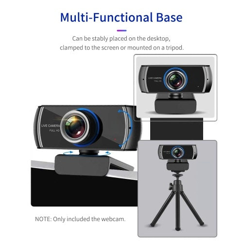 1080P HD Streaming Webcam USB Computer Video Camera 2 Megapixels 100° Wide Viewing Manual Focus