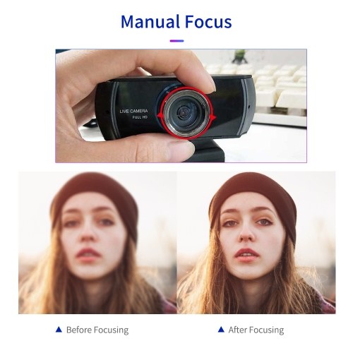 1080P HD Streaming Webcam USB Computer Video Camera 2 Megapixels 100° Wide Viewing Manual Focus