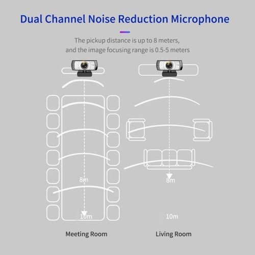 1080P HD Streaming Webcam USB Computer Video Camera 2 Megapixels 120° Wide Viewing Manual Focus