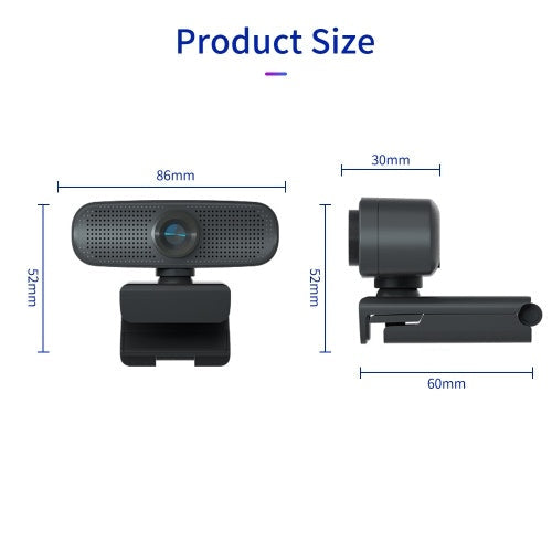 1080P HD Streaming Webcam USB Computer Video Camera 2 Megapixels 80° Wide Viewing Manual Focus