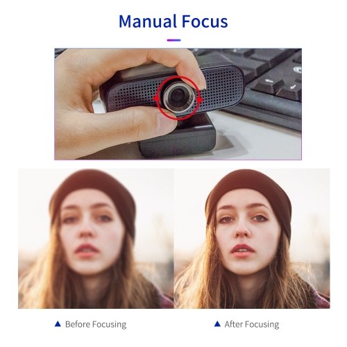 1080P HD Streaming Webcam USB Computer Video Camera 2 Megapixels 80° Wide Viewing Manual Focus