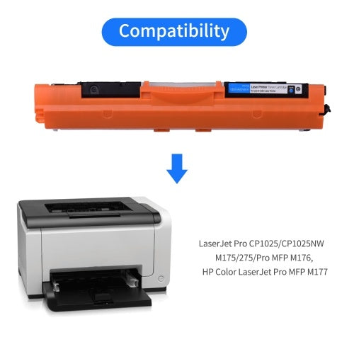 خرطوشة حبر بديلة متوافقة مع Aibecy متوافقة مع HP LaserJet Pro CP1025/CP1025NW/M175/275/Pro MFP M176، HP Color LaserJet Pro MFP M177 (أسود، عبوة واحدة)