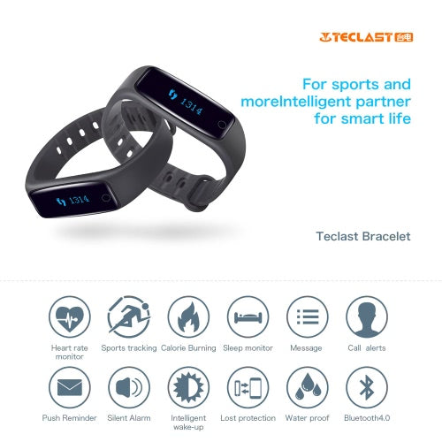 Telcast H30 Heart Rate Smart BT Sport Watch Wristband Bracelet Fitness Tracker 0.86" OLED Call Notification Pedometer Alarm Anti-lost Sleep Monitor Smart Wake-up for iPhone 6 6S 6 Plus 6S Plus 7 Plus Samsung S6 S7 edge Android 4.4 iOS 7.0 or above