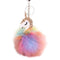 Fashion Colorful Fur Ball Fox Key-chain Bag Plush Car Door Key Ring Charm Decorative Pendant Gift Silver