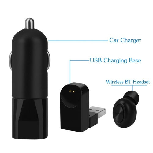 Mini Wireless Headphone + Dual USB Car Charger