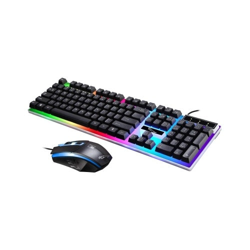 LED Rainbow Color Backlight Adjustable Gaming USB Wired Practical Keyboard Mouse Set