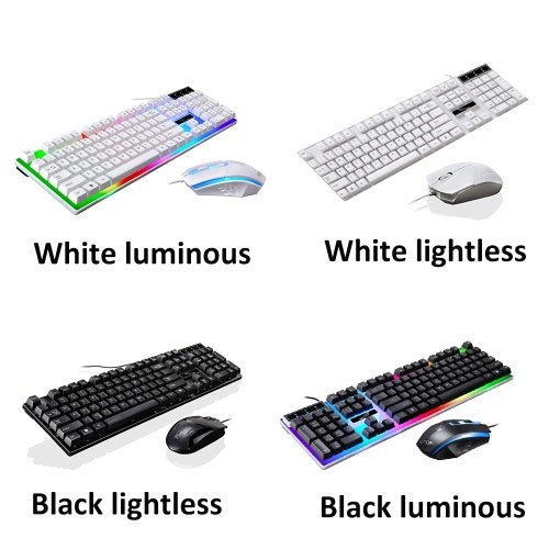 LED Rainbow Color Backlight Adjustable Gaming USB Wired Practical Keyboard Mouse Set