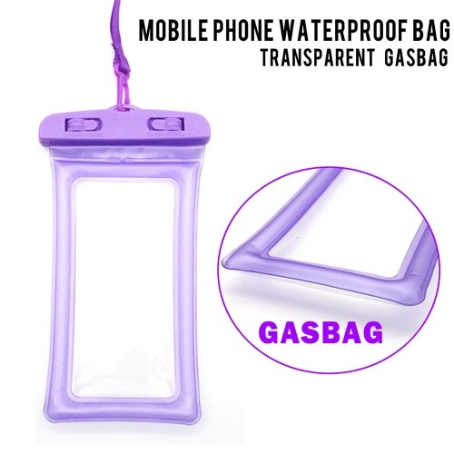 PVC Float Airbag Waterproof Swimming Bag Mobile Phone Cover Dry Pouch Universal Diving Drifting Bags Purple