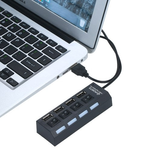 موزع شحن USB 4 منافذ بسرعة 480 ميجابت في الثانية لنقل البيانات بسرعة USB 2.0