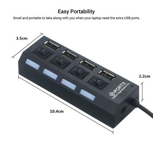 موزع شحن USB 4 منافذ بسرعة 480 ميجابت في الثانية لنقل البيانات بسرعة USB 2.0