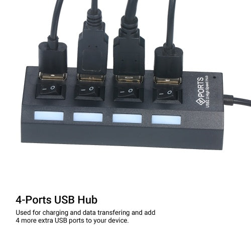 4-Ports USB Hub 480Mbps High Speed Data Transfer USB 2.0 Charging Splitter