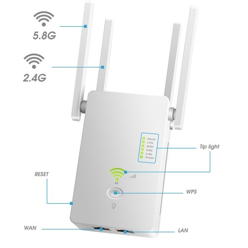 AC1200 Mbps Wireless Access Point Long Range Extender WiFi Repeater