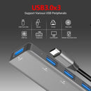 T508 5 in 1 Hub Type C To USB3.0*4+PD Intelligent USB Hub Multi-Port Adapter for Laptop Computer Mobile Phones Gray