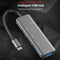 T508 5 in 1 Hub Type C To USB3.0*4+PD Intelligent USB Hub Multi-Port Adapter for Laptop Computer Mobile Phones Gray