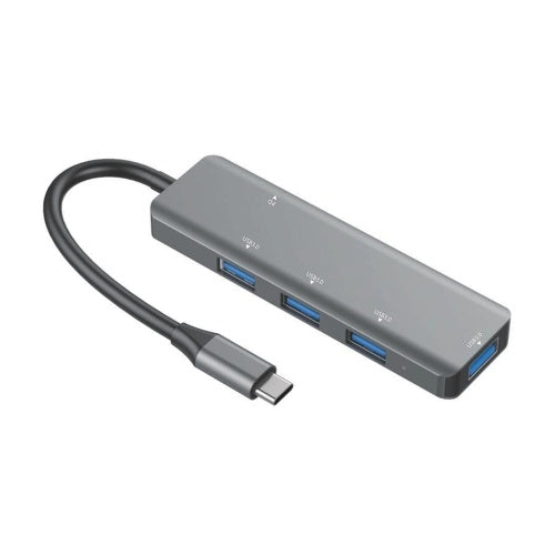 T508 5 in 1 Hub Type C To USB3.0*4+PD Intelligent USB Hub Multi-Port Adapter for Laptop Computer Mobile Phones Gray