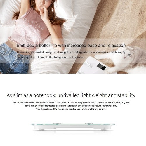 MEIZU Smart Body Fat Scale Digital Scale Bathroom Scale Smart Backlit Display Scale for Body Weight Body Fat Water Muscle Mass BMI