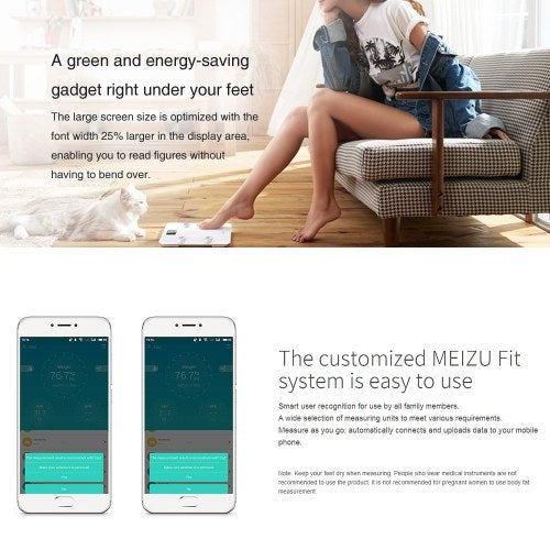 MEIZU Smart Body Fat Scale Digital Scale Bathroom Scale Smart Backlit Display Scale for Body Weight Body Fat Water Muscle Mass BMI