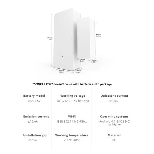 SONOFF DW2 Wi-Fi Wireless Door and Window Sensor