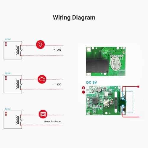 SONOFF RE5V1C 5V Wifi Inching/Selflock Relay Module Wireless Smart Switch وحدة أتمتة المنزل لأجهزة باب المرآب مزيل الرطوبة ضوء متوافق مع Amazon Alexa Google Nest Google Home