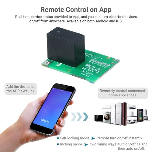 SONOFF RE5V1C 5V Wifi Inching/Selflock Relay Module Wireless Smart Switch وحدة أتمتة المنزل لأجهزة باب المرآب مزيل الرطوبة ضوء متوافق مع Amazon Alexa Google Nest Google Home