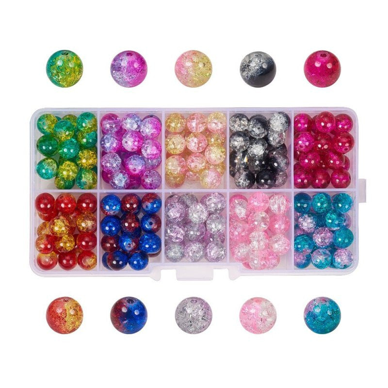 PH Pandahall Box Round Glass Beads - Rainbow