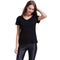 POPBASIC Women's Basic Fit V-Neck Short Sleeves T-Shirts - Black