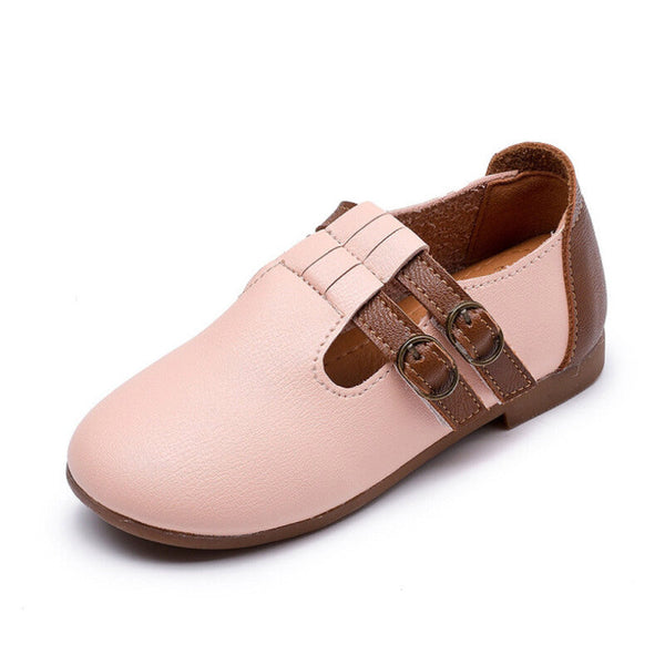 Patchwork Leather Shoes - Pink