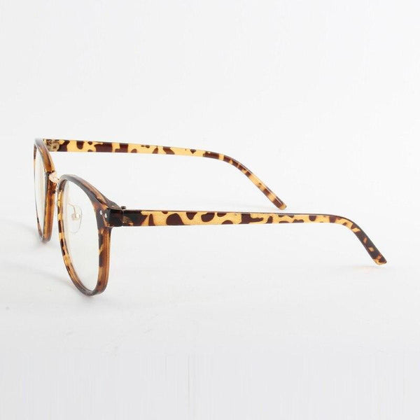 Plain Glass Spectacle Silicone Frame Optical Eyeglasses - Leopard