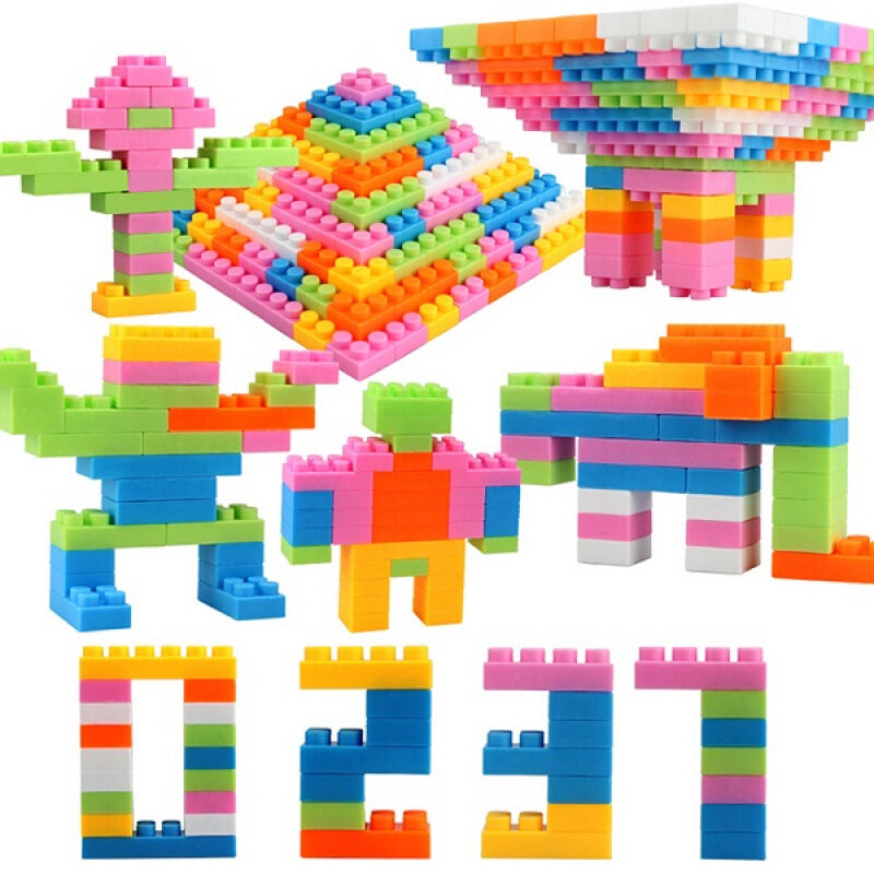 Plastic Building Blocks Bricks - Rainbow