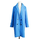 Plus Size Women Style Long Trench Coat - Blue