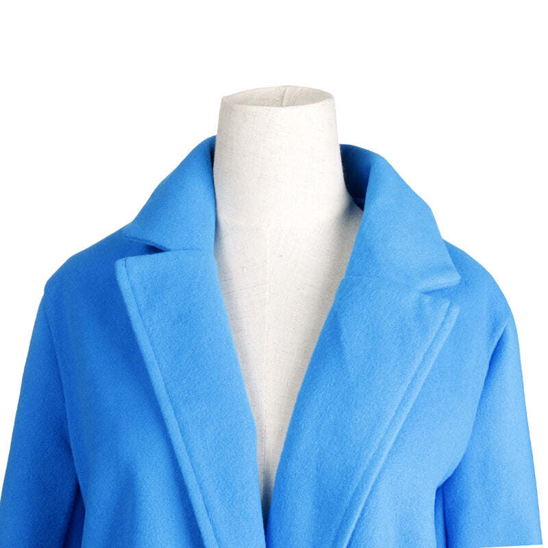 Plus Size Women Style Long Trench Coat - Blue