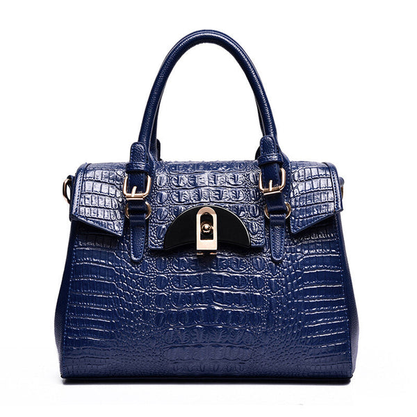 Premium Leather Tote Bag - Blue