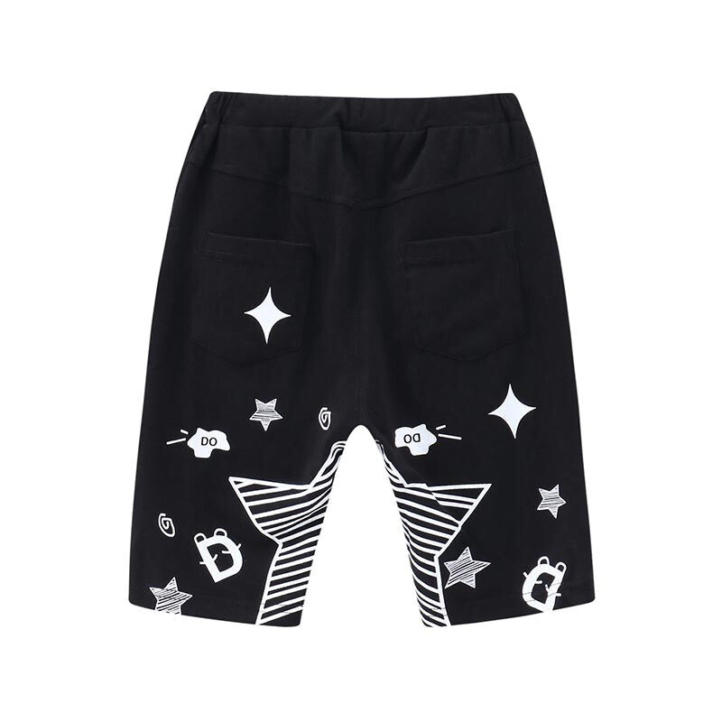 Printed Summer Linen Pants - Black