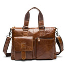 Qianghao Genuine Leather Briefcase - Brown