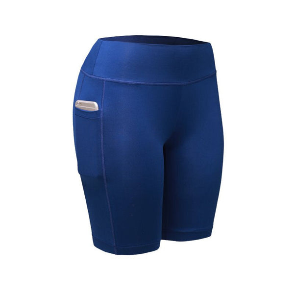 Quick Dry Women Elastic Workout Shorts - Blue