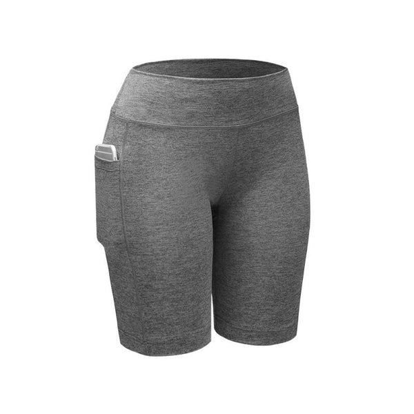 Quick Dry Women Elastic Workout Shorts - Gray