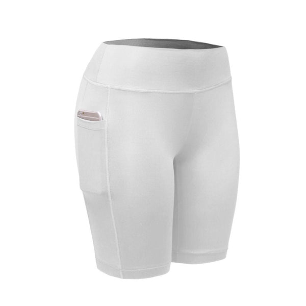 Quick Dry Women Elastic Workout Shorts - White