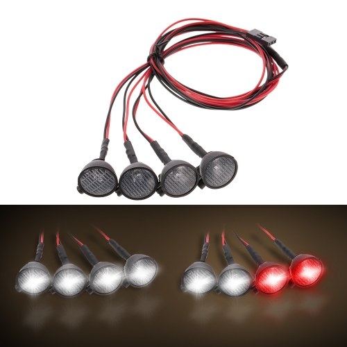 4pcs RC Car Multi-Function Round LED Light with Lampshade for 1/10 RC Crawler Car HSP REDCAT Axial SCX10  Traxxas TRX-4