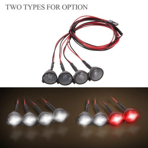 4pcs RC Car Multi-Function Round LED Light with Lampshade for 1/10 RC Crawler Car HSP REDCAT Axial SCX10  Traxxas TRX-4