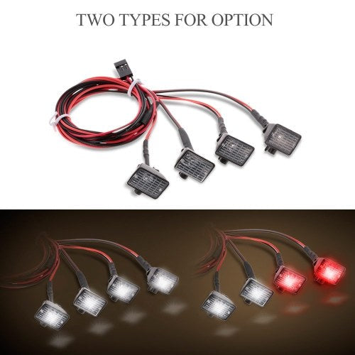 4pcs RC Car Multi-Function Square LED Light with Lampshade for 1/10 RC Crawler Car HSP REDCAT Axial SCX10  Traxxas TRX-4