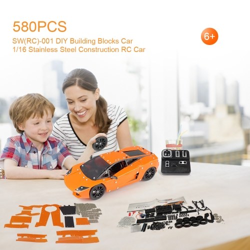 SW(RC)-001 580Pcs DIY Building Blocks Car 1/16 2.4G Stainless Steel Construction RC Car