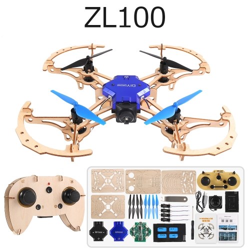 ZL100 طائرة خشبية بدون طيار DIY بدون طيار 2.4G ارتفاع عقد كوادكوبتر (مع ضوء LED)