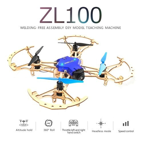 ZL100 طائرة خشبية بدون طيار DIY بدون طيار 2.4G ارتفاع عقد كوادكوبتر (مع ضوء LED)