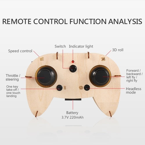 ZL100 Wooden Aircraft DIY Drone 2.4G Altitude Hold Quadcopter(with LED Light)