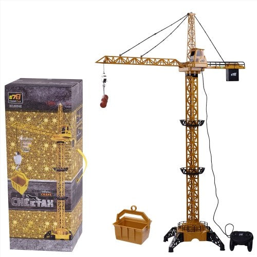 4CH Remote Control Electric Mega Tower Crane 128cm 680 Degree Rotation Construction Crane Toy