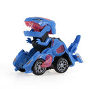 Dinosaur Car Toys Transformable Dinosaur Pull Back Car Toy Electric 360°Spin with Light Music Action Walking