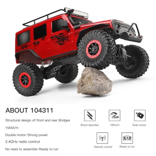 WLtoys 104311 RC سيارة 2.4G 1/10 4WD سيارة جيب SUV نحى موتور التحكم عن بعد على الطرق الوعرة الزاحف سيارة